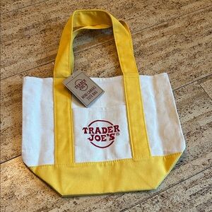 Yellow and White Canvas Tote Bag trader joes